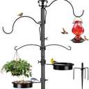 Bird Feeder Poles for Outdoors, BOLITE Heavy Duty 87 Inch Bird Feeder Stand with Enhanced Metal Pole(7/8 Inch), Upgraded in Stability, Black(Hummingbird Feeder Not Included)