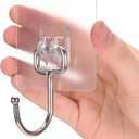 Large Adhesive Hooks, 12-Pack Sticky Hangers for Hanging Heavy Duty, Transparent Waterproof Oil-Proof and Rustproof, Towel and Coats Hooks for Bathroom,Kitchen Home and Office