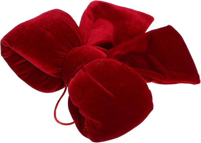 STOBAZA Large Red Velvet Bow Pendant Wall Hanging Festive Home Party Decor Elegant Christmas Wreath Bow Ornaments for Outdoor Indoor Display