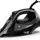 OMAIGA Steam Iron for Clothes, 1500W Iron with Rapid Heating, NonStick Ceramic Soleplate, Burst of Steam, SelfCleaning, AutoOff, AntiDrip, 11.84oz Water Tank Ironing Clothes for Home, Black