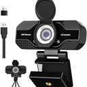 YOUPECK 4K HD Webcam with Microphone, Noise Cancellation, Privacy Cover, Wide-Angle Lens, Auto Light Correction, Plug & Play USB Webcam for Laptop, Desktop, PC, Zoom, Skype, Stream