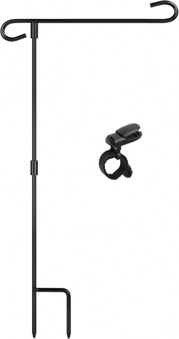 3 x Nirohee Garden Flag Stand,12x18 Garden Flag Holder Pole,Premium Metal Powder-Coated Flagpole with Anti-Wind Clip,Yard Flag Holder for Outside Outdoor Decor Decorations,Flagpole without Flags