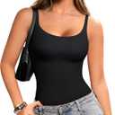 LODAY Compression Tank Tops Women Shapewear Tummy Control Body Shaper Scoop Neck Camisole Tops (Medium, Black)