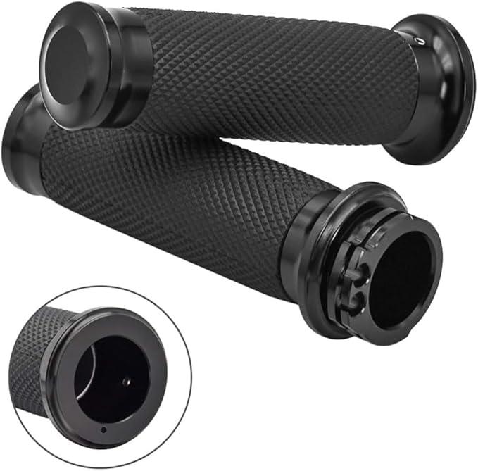 Benlari 1inch Handlebar Grips, Cable Throttle Hand Grips, NonSlip Rubber Motorcycle Handgrips Fit for Harley Davidson Touring Dyna Softail Sportster 883 1200, Black