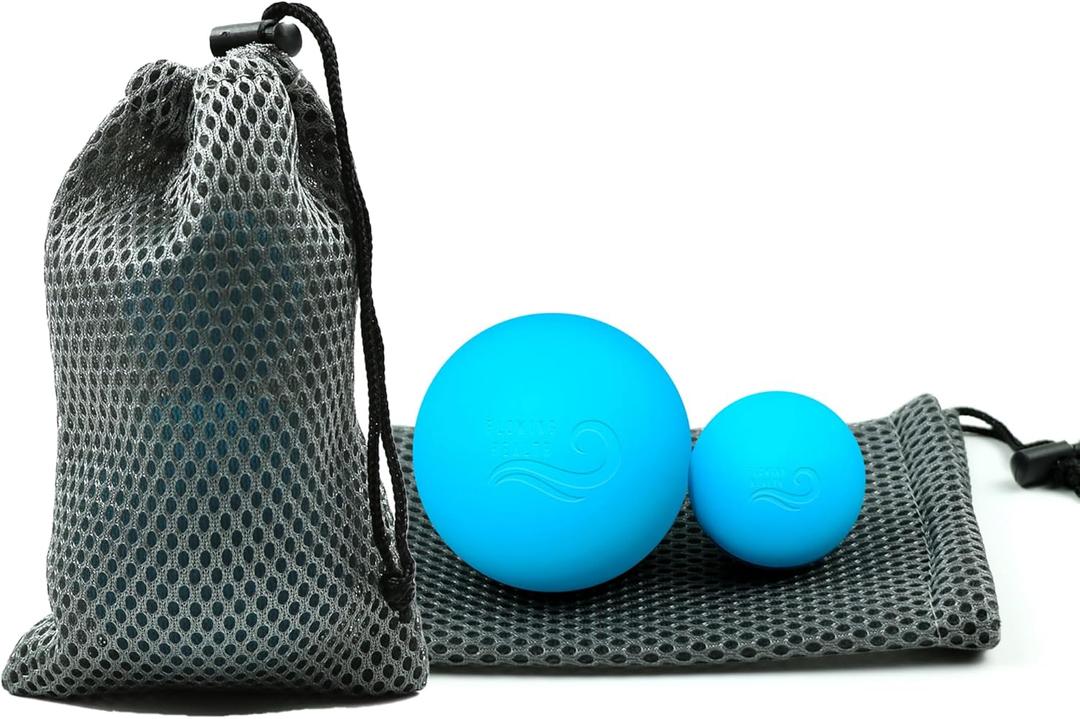 Dual-Sized Massage Ball Set  Premium Lacrosse Ball for Myofascial Release, Yoga Therapy & Trigger Point Massage Ball for Muscle Knots and Deep Tissue Pressure  Light Blue