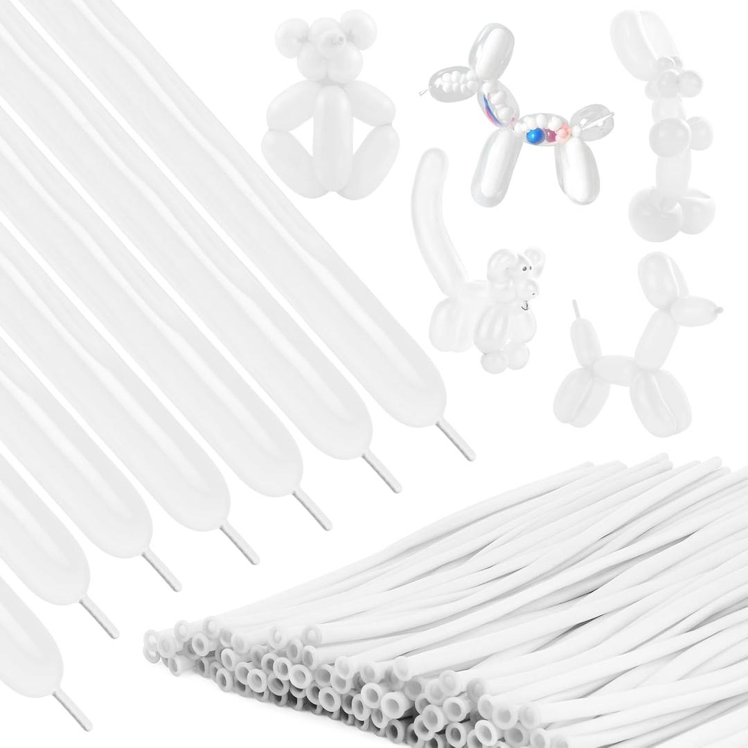 260 Balloons 100Pcs White Long Balloons for Tying Balloon Arch, Thickening Latex Twisting Balloon Garland Animal Modeling Wedding Birthday Christmas Party Decorations