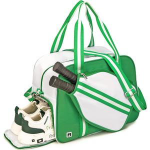 Buuvu Pickleball Bag With 2 Towels – Large Paddle Shoulder Tote With Zipper, Adjustable Strap Pocket | Unisex Sling Backpack For Travel & Gym | Durable Sports Paddle Bag Green
