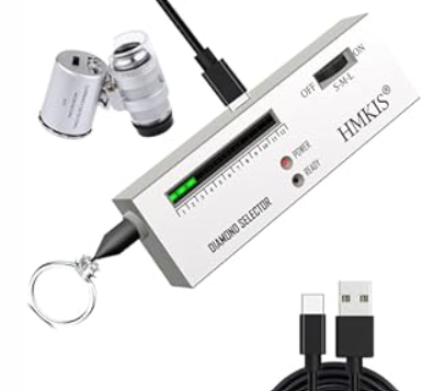 HMKIS Diamond Tester Pen, Professional Jewelry Diamond Tester with 60X Jewelry Loupe Magnifier, Diamond Selector for Novice and Expert (Non-Rechargeable) (Gray)