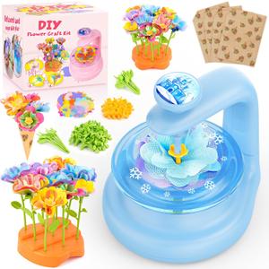 cosone Fabric Flower Bouquets Toys, Arts and Crafts Kits for Kids Age 3-12, Easter Basket Stuffers, Ideal Gifts for Preschool Girls, Educational Handmade Frozen Toy for Girls Ages 3 4 5 6 7 8 9 (Blue Frozen Set)