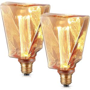 Meonum Decorative Light, Ice Style Shaped E26 LED Bulb, Dimmable 3.5W 2200K Soft Warm Vintage Edison Light, with Virtual Filament Acrylic Inner Pillar Bulb (2 Pack)