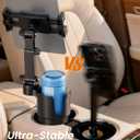 OHLPRO Cup Holder Tablet Mount for Car, Anti-Shake iPad Stand with Drink Holder Fits 5-17" iPad, Tab S10, iPhone, Heavy Duty Truck Vehicle Auto Accessories, Dual Handle Slots Large Mugs