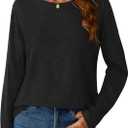 GKBK Long Sleeve Shirts for Women Crew Neck Basic Tops Casual Loose Fitted Fall Clothes 2025 (Black), Medium