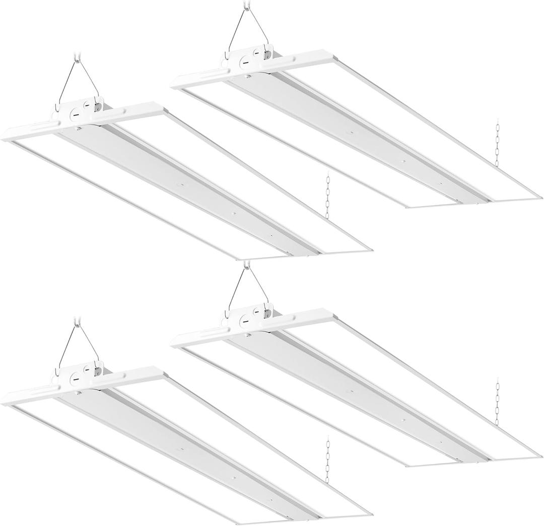 Hykolity 4 Pack 4FT 250W LED Linear High Bay Shop Light, 33750LM 135LM/W, 100-277V, 0-10V Dim, 5000K Daylight Hanging Light for Warehouse Workshops