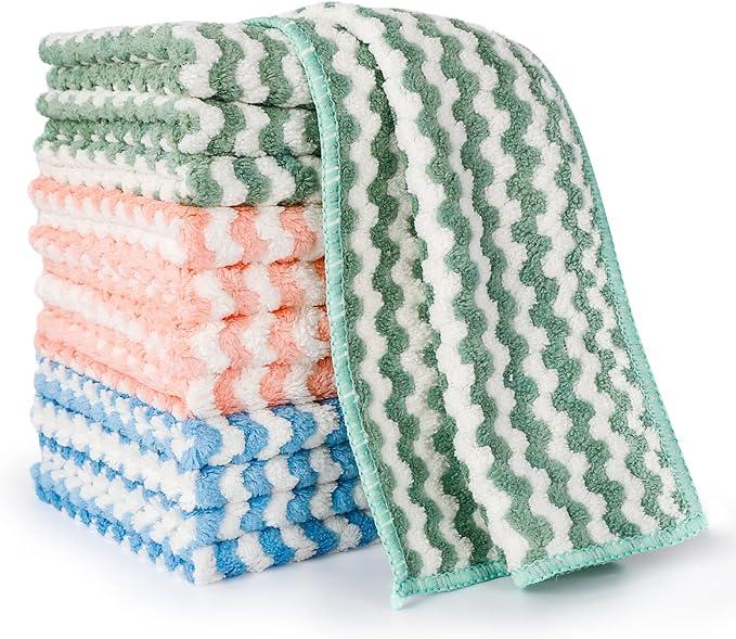 Microfiber Cleaning Cloth, Dish Cloths for Washing Dishes, Ultra Absorbent Kitchen Towels Rags for Cleaning House Keeping (12Pack)