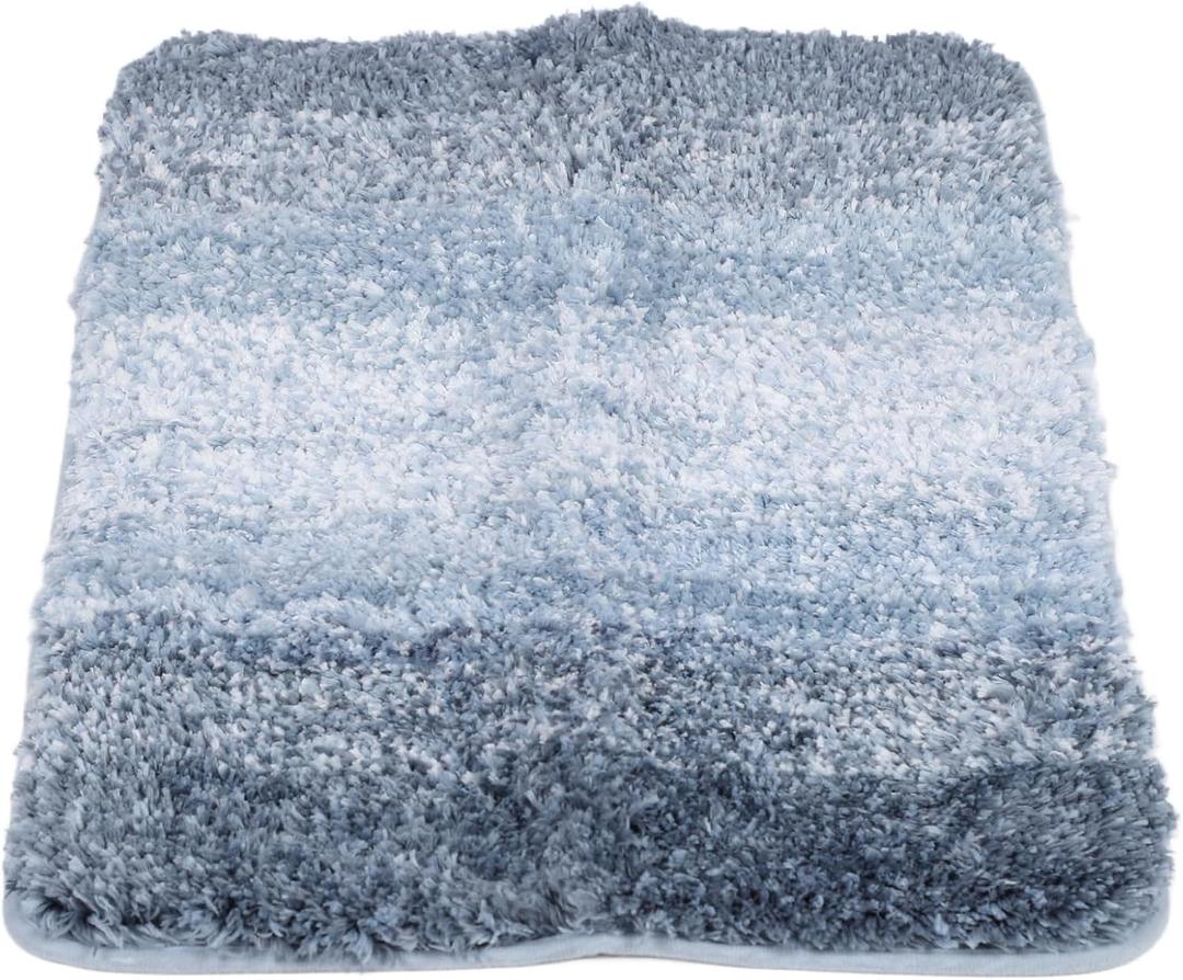 Bathroom Rugs Gradient Color Nonslip Absorbent Polyester Fiber Bathroom Floor Mat for Home Entrance Bathrooms (41 * 61CM)