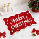 Mocsicka Christmas Bath Mat Red Merry Christmas Bathroom Rug Super Soft Absorbent Bathroom Rugs Non Slip Xmas Bath Mat Machine Washable Rug for Bathrooms 20x32 inches (1'8" x 2'8" (Rectangular))