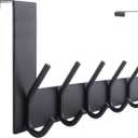 WEBI Over The Door Hooks Door Hanger:Over The Door Towel Rack with 6 Coat Hooks for Hanging,Towel Hanger Door Coat Hanger Door Coat Rack for Towels,Jacket,Clothes,Back of Bathroom,Black (1 Pack)