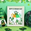 33 Pcs St. Patrick's Day Crafts Bulk Shamrock Handprint Cards and Large Ink Pads Luck Clover Greating Cards DIY St. Patrick's Day Gifts Irish Party Favors