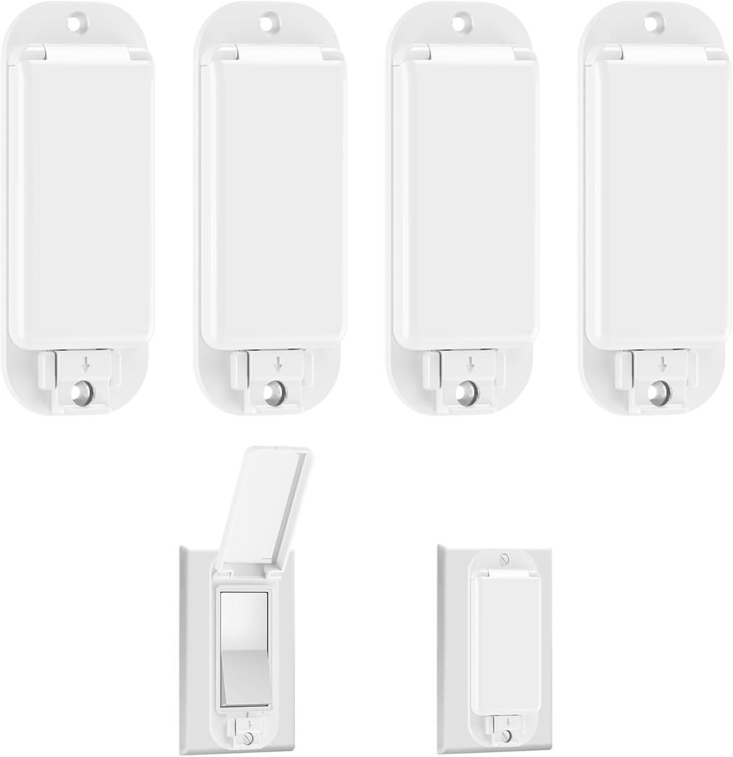 4 Light Switch Guard Cover, Baby Proof Wall Switch Cover Guard for Rocker Light Switch Protects Your Lights or Circuits from Being Accidentally Turned On or Off (4 pack / white)