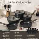 Astercook 19 Pcs Pots and Pans Set Non Stick, Black Titanium Induction Kitchen Cookware Sets, Non toxic Healthy Kitchen Cooking Set with Frying Pans Set, PFAS PTFE PFOA PFOS Free, Mothers Day Gifts