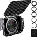 K&F CONCEPT Matte Box, DSLR Camera Matte Box with Carbon Fiber Top Flag, with 67/72/77/82/95mm Adapter Rings for 4x5.65 ND UV Filter/Circular Filter