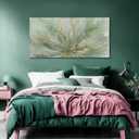 YJYart Green Flowers Canvas Wall Art Modern Paintings with Gold Foil Abstract Nature Wall Decorations for Home Office Living Room Bedroom 24" x 48"