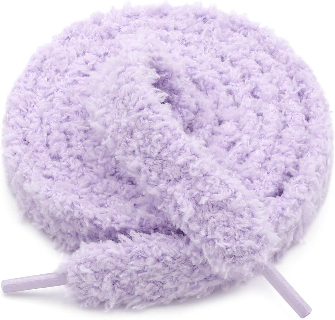Soft Flat Fuzzy Shoelaces: Furry Shoe Laces for Sneakers 1 Pair | Extra Wide, Thick Shoestrings
