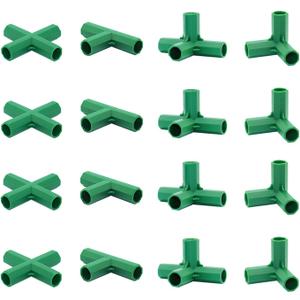 16PCS Fitting 16MM 4 Types Stable Support Heavy Duty Greenhouse Frame Building Connector Suitable for Grape Trellis Sunscreen Shed Gardening