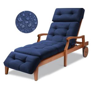 Waterproof Long Lounger Chair Cushion Outdoor Chaise Lounge Chair Cushions with Ties, Patio Recliner Thickened Lounge Chair Cushions for Indoor 59x 18 x 4.7 Inches, Cushion Only (Blue)