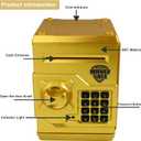 Mini ATM Piggy Bank ATM Machine Best Gift for Kids,Electronic Code Piggy Bank Money Counter Safe Box Coin Bank for Boys Girls Password Lock Case (Gold)