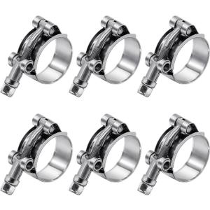 6 Pack 1 inch T-Bolt Hose Clamps, Stainless Steel_304 Working Range 32mm-37mm for 1" Hose ID, Turbo Intake Intercooler Clamp for Automotive