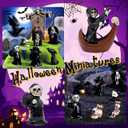 2 x 11Pcs Halloween Mini Figurines Set Miniature Skull Heads Dragon Ghost Crow Resin Decoration for Horror Village Collections Holiday Ornaments Micro Landscape Halloween Fairy Garden Decor