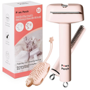Paws Perch Cat Hair Shedding Brush Slicker Kitten Grooming Undercoat Dematting Comb with Massage Glove, 3 in 1 Effective Dandruff Removal Kit for Short Long Fur Pet Indoor, Outdoor, Travel Use, Pink