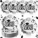 50 Pcs Black Bow Graduation Party Supplies 9 in Black Coquette Bow Graduation Plates Congrats Grad Class of 2026 Scalloped Disposable Dessert Paper Plates for College High School Party Decorations