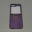 for Samsung Galaxy Z Flip 7 with Card Holder,Wallet Phone Case with Built-in Rotate Ring Stand PU Leather Protective Kickstand Case for Women Girls Samsung Galaxy Z Flip 7 Purple