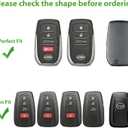 Leather Key Fob Cover, Compatible with Toyota Tundra Corolla Cross Venza Sequoia Highlander Avalon RAV4 Camry C-HR Prius, No Screw Design Key Holder Protector(4 Button, Blue)