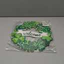 Wooden St. Patrick's Day Decoration Shamrock Door Wreath for Front Door Sign Wall Signs Shamrock Clover Spring Decoration, Irish Sign Welcome Hanging for Home Decor Party Outdoor Indoor Supply