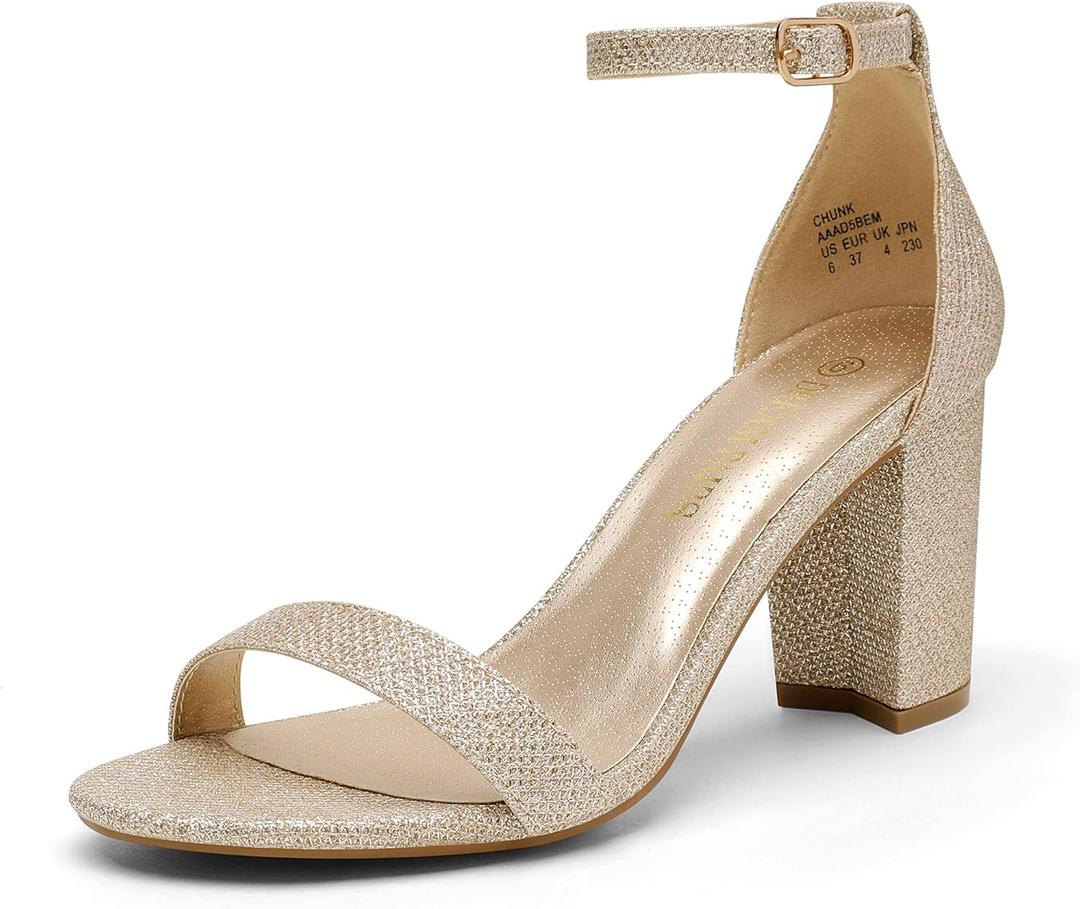 DREAM PAIRS Womens Chunkle (7, Gold/Glitter)