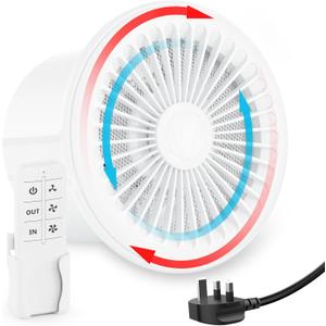HG Power 150mm Reversible Extractor Fan with Remote Control, Two-way Exhaust Fan with Mesh Screens, Bathroom Exhaust Fan for Window Wall Ceiling Mount, Garage Basement Shed Use, White [Energy Class A]
