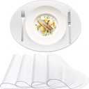4 Pcs Clear Plastic Placemats - 13 x 19 Inches Oval PVC Placemats, 2 mm Thick Table Protector Smooth Desk Mat Heat Resistant Washable Easy Cleaning for Home Office Dining Room Painting