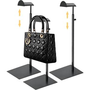 Royxen 3 Pack Purse Holder, Purse Display Stand with Adjustable Height, Bag Stands for Display, Stainless Steel Purse Rack for Bags Organizer (Black)