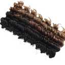 7 x Ocean Wave Crochet Hair 9 Inch Brown Blonde Ombre Curly Braiding Ocean Wave Hair 7 Packs T1 30 27 Deep Wave Short Wavy Crochet Braids Hair Extensions for Women (9Inch (Pack of 7), T1/30/27)