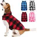 Kuoser Dog Winter Coat, Windproof Dog Fleece Jacket British Style Plaid Cold Weather Doggie Vest Coats, Reversible Cozy Warm Pet Clothes Apparel for Medium Dogs M (Blue)