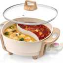 Hot Pot Electric Hot Pot with Divider, Large 6L Nonstick Dual-Sided Shabu Shabu Pot Dual-Flavor hotpot electric 1500W with Adjustable 5-Temperature Control Perfect for Family Dinners & Parties