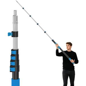 26FT Reach Telescopic Extension Pole, 5-20FT Paint Roller Extension Pole with Flip-Lock Design, Aluminum Alloy Threaded Head for Painting Cleaning Dusting & Window Washing Tools