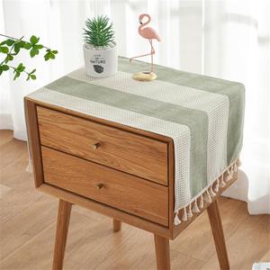 Simple Bedside Table Tassel Cover Cloth, Suitable for Bedside Table TV Microwave Washing Machine Refrigerator Dust Cover (Green)
