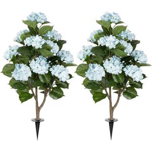 2Pack 3FT Artificial Hydrangea Trees with Spikes – Realistic Hydrangea Artificial Flowers for Outdoor & Indoor Décor, Perfect Faux Hydrangea Flowers Tree for Home, Patio & Garden, Blue