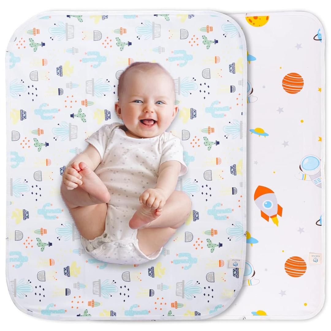 Baby Changing Pad Changing Table Pads Waterproof Large Size 37.5x27.5 Inch Portable Diaper Changing mat Liners Reusable Washable Mattress Protector for Girls & Boys 2 Pack (Large 2pc)