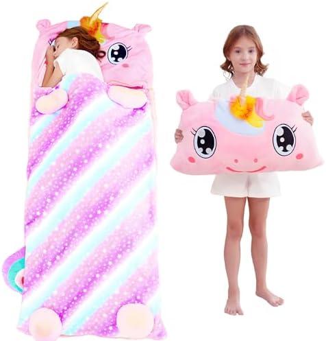 Kid Sleeping Bag with Pillow - Larger Nap Mat - Plush Slumber Bag for Boys Girls Daycare Preschool Kindergarten Birthday Gift Travel Sleepover Ages 3-12 Years, Size 03