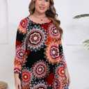 BELAROI Plus Size Tops for Women Fall Tunic Tops to Wear with Leggings 3/4 Sleeve Casual Swing Loose T Shirts Blouse S-5X (Red, XXL)